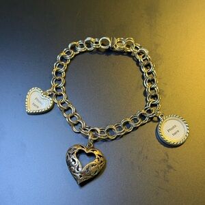Sterling Silver Heart Charm Bracelet 7 1/4”